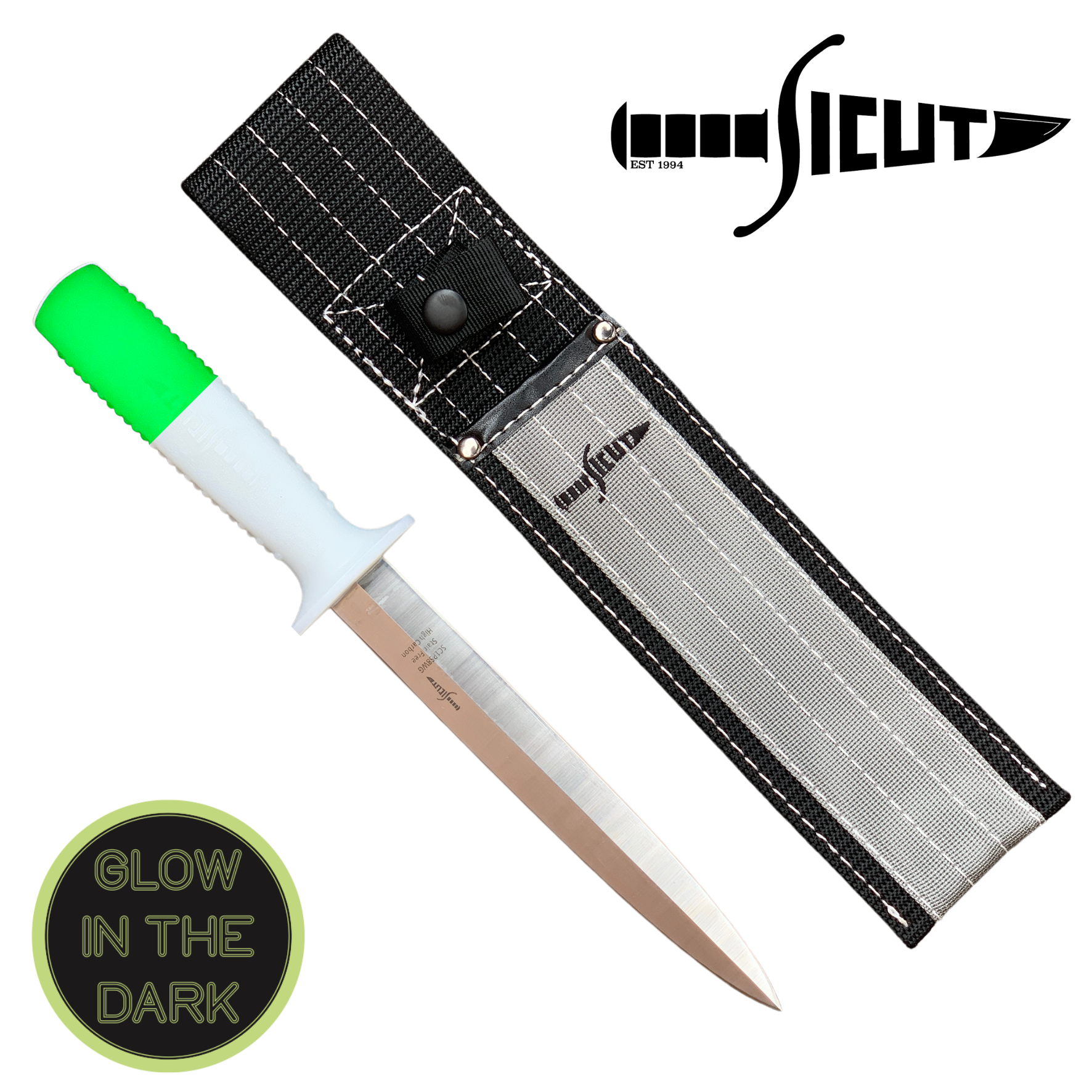 SICUT 8″ Pig Sticking Knife Glow in the Dark Handle W/SH